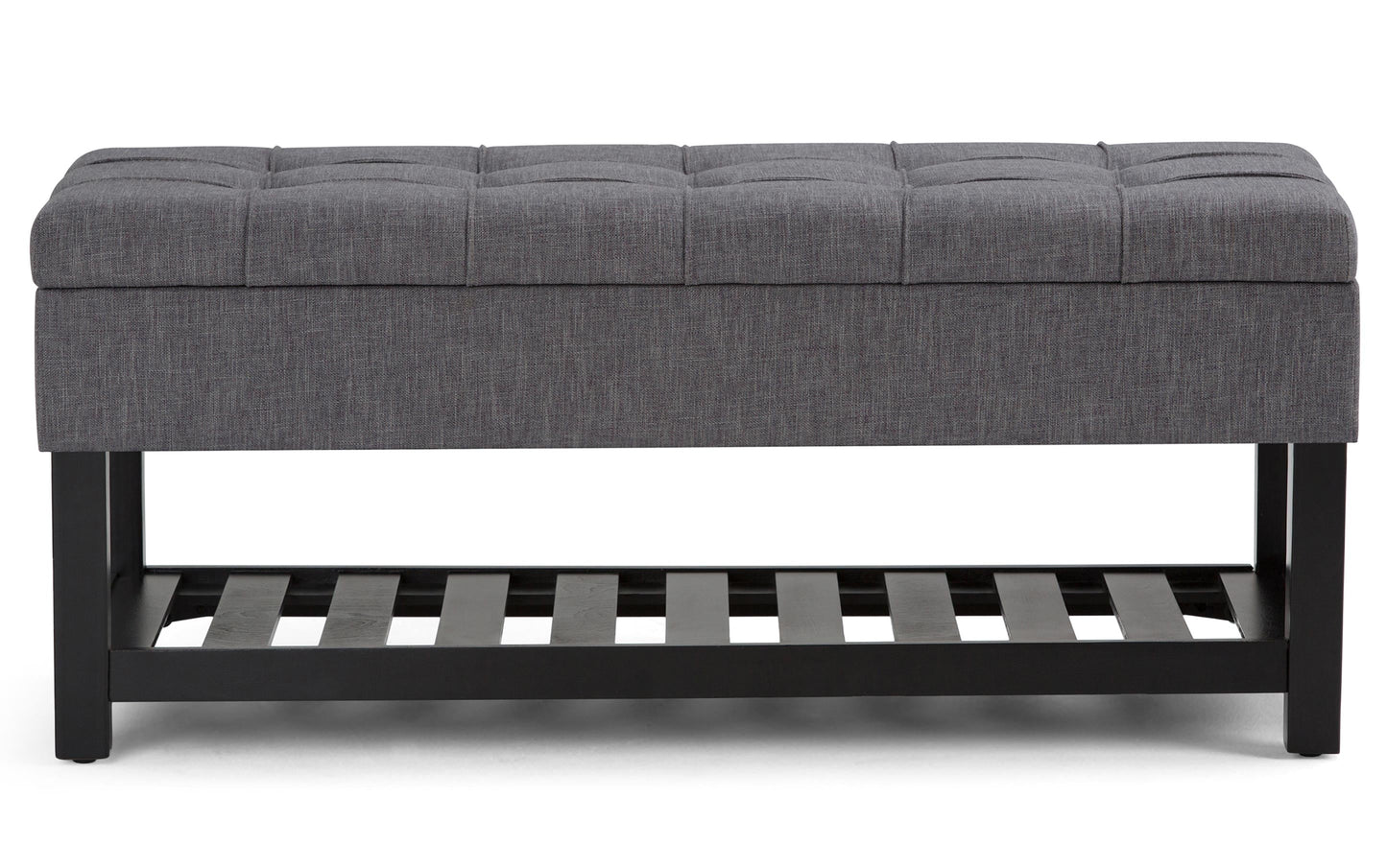 Slate Grey Linen Style Fabric | Saxon Storage Ottoman Bench