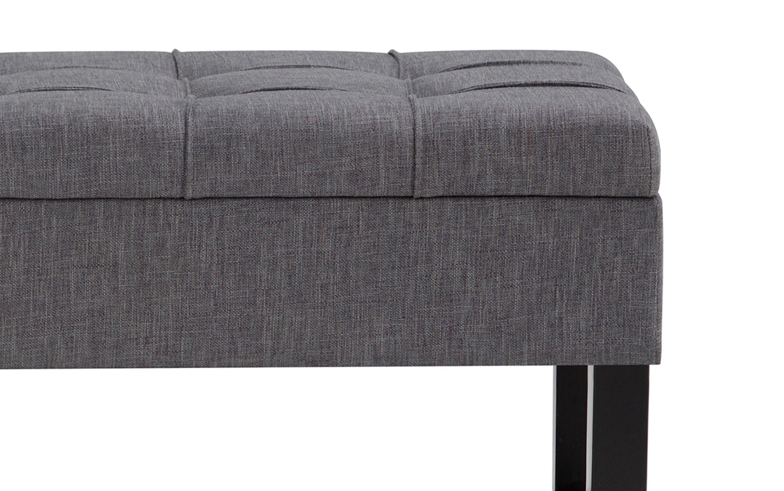 Slate Grey Linen Style Fabric | Saxon Storage Ottoman Bench