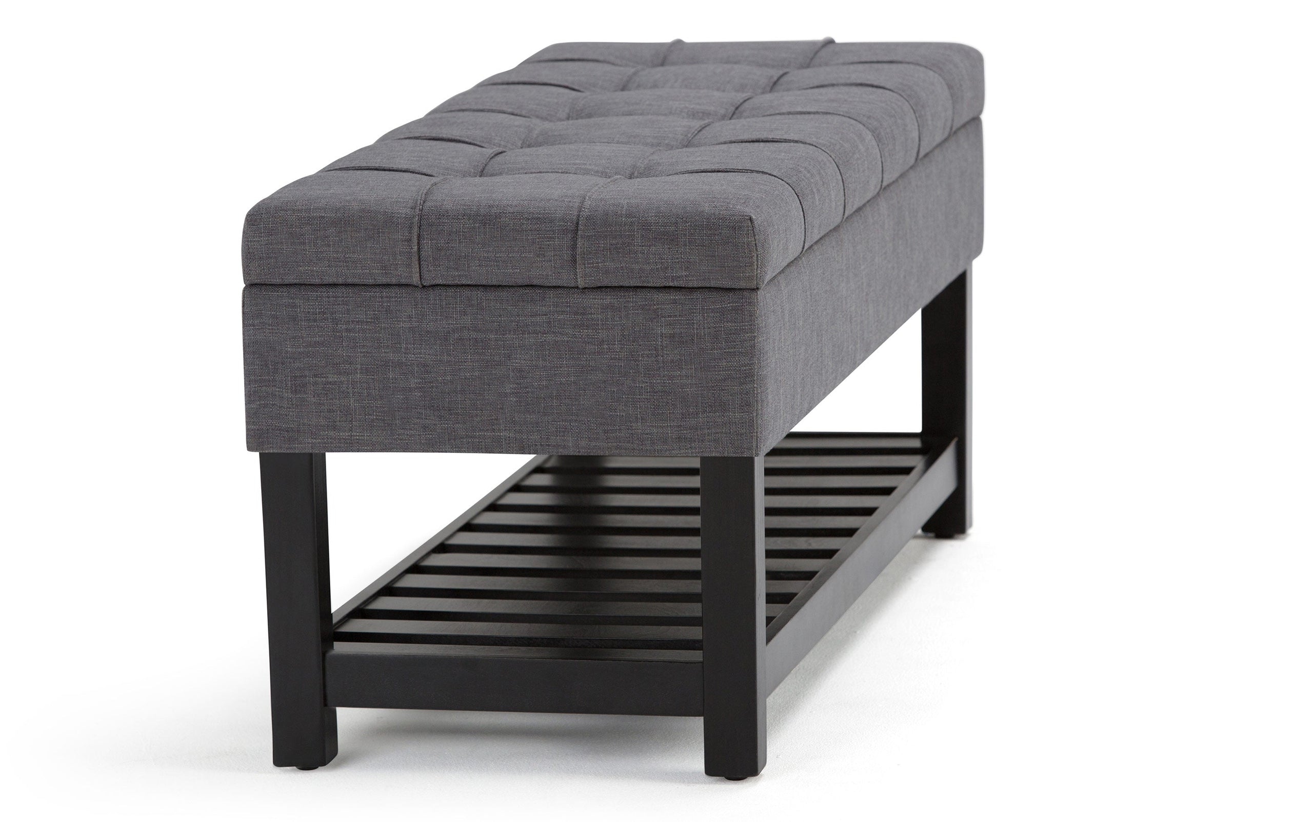 Slate Grey Linen Style Fabric | Saxon Storage Ottoman Bench