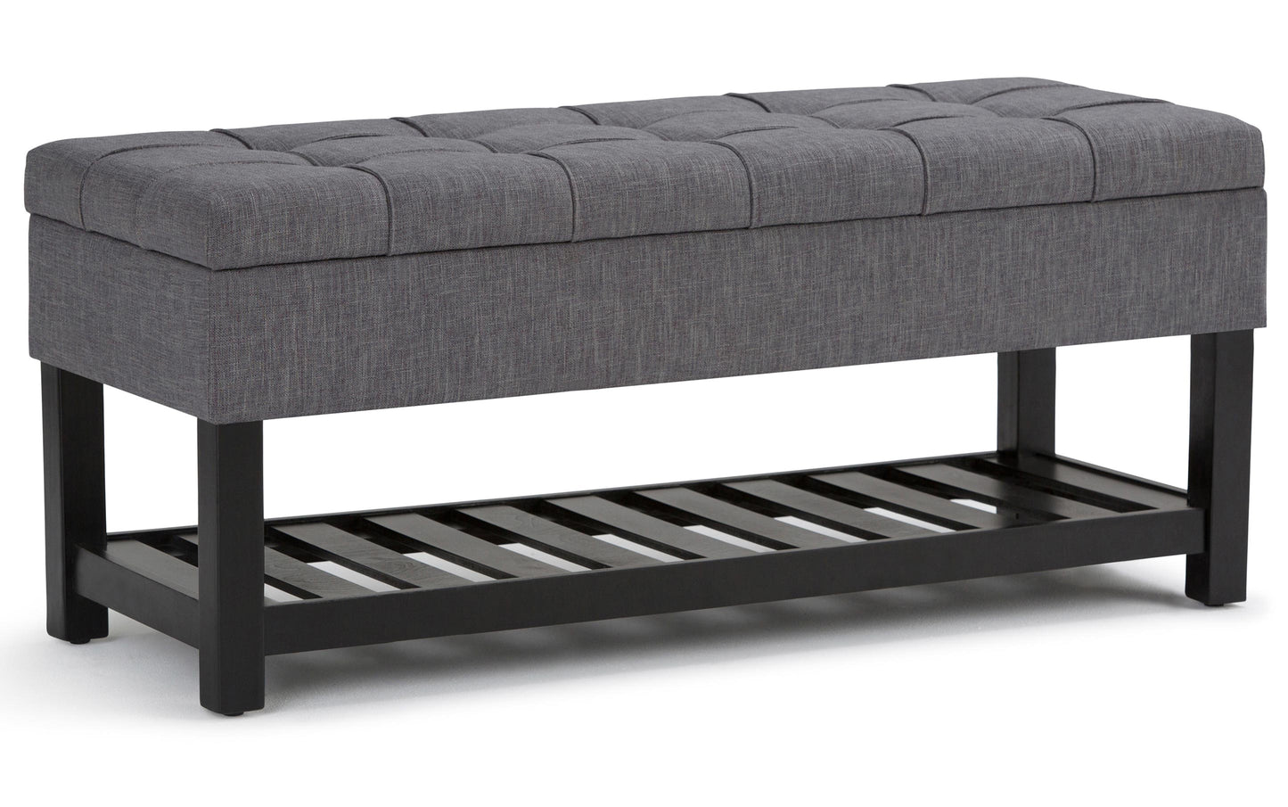 Slate Grey Linen Style Fabric | Saxon Storage Ottoman Bench