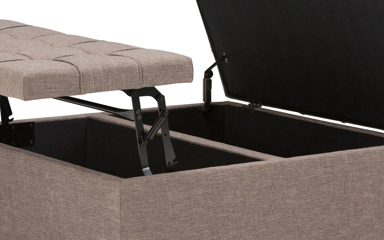 Fawn Brown Linen Style Fabric | Harrison Coffee Table Storage Ottoman