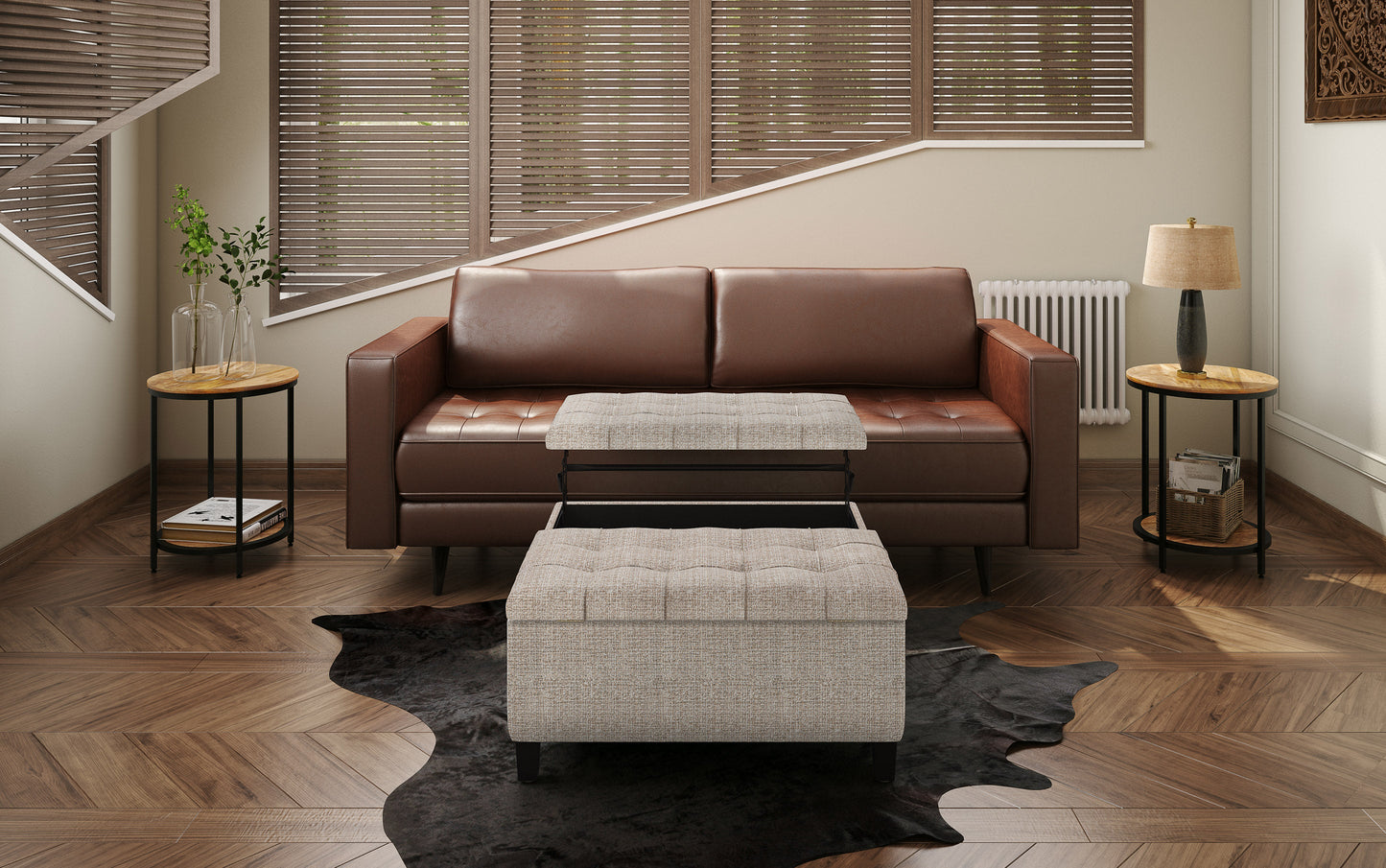 Platinum Tweed Style Fabric | Harrison Coffee Table Storage Ottoman