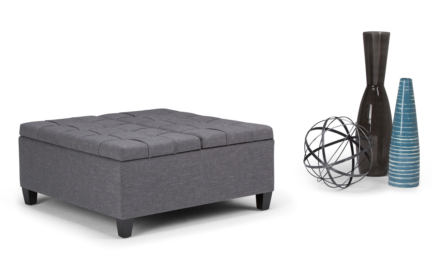 Slate Grey Linen Style Fabric | Harrison Coffee Table Storage Ottoman