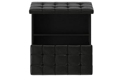 Midnight Black Vegan Leather| Harrison Large Square Coffee Table Storage Ottoman