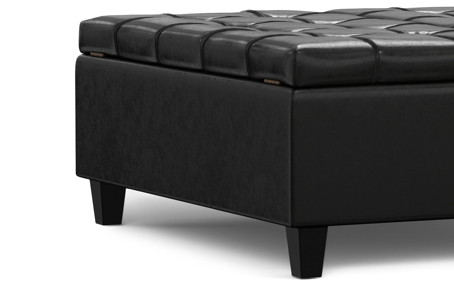 Midnight Black Vegan Leather| Harrison Large Square Coffee Table Storage Ottoman