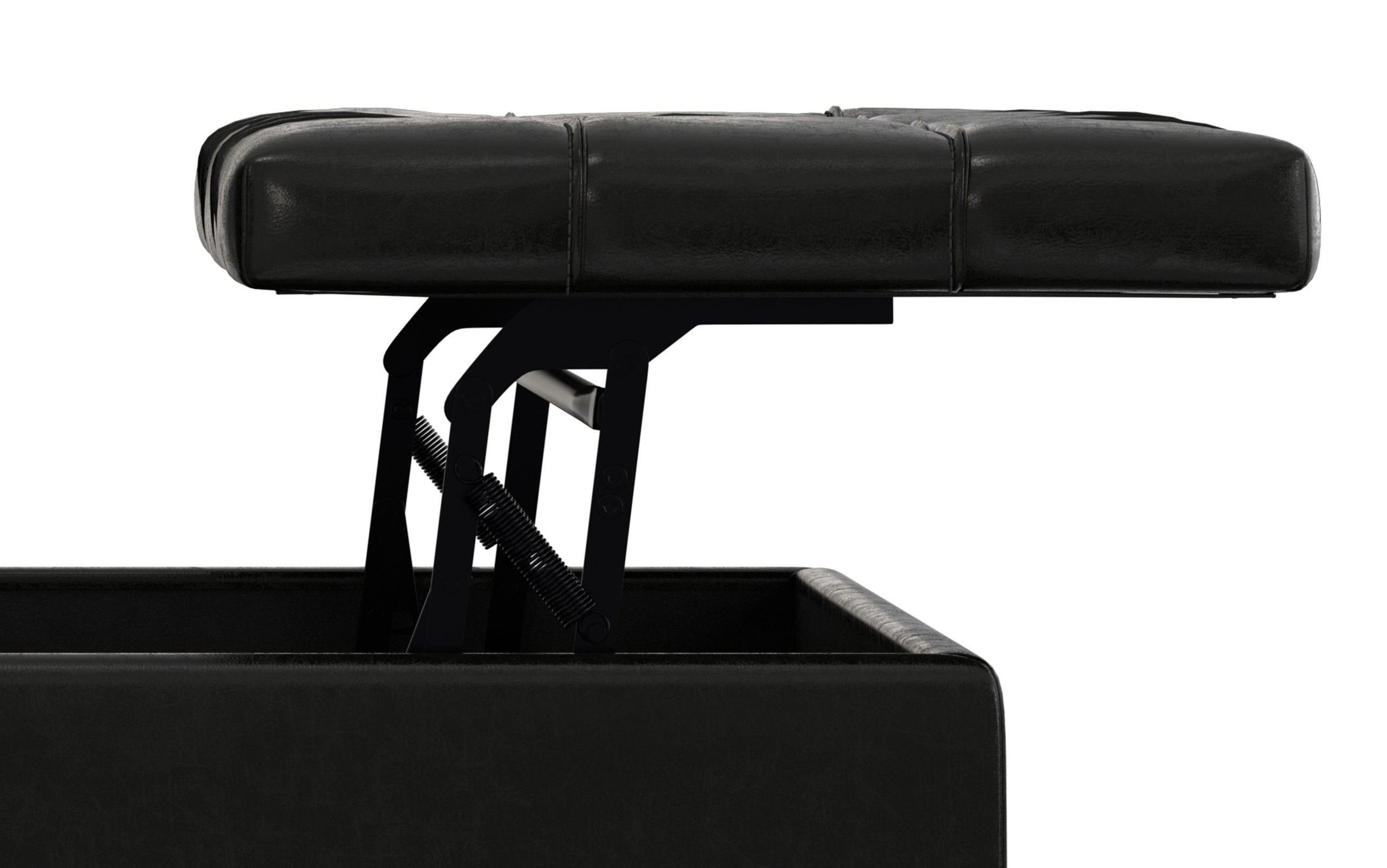 Midnight Black Vegan Leather| Harrison Large Square Coffee Table Storage Ottoman