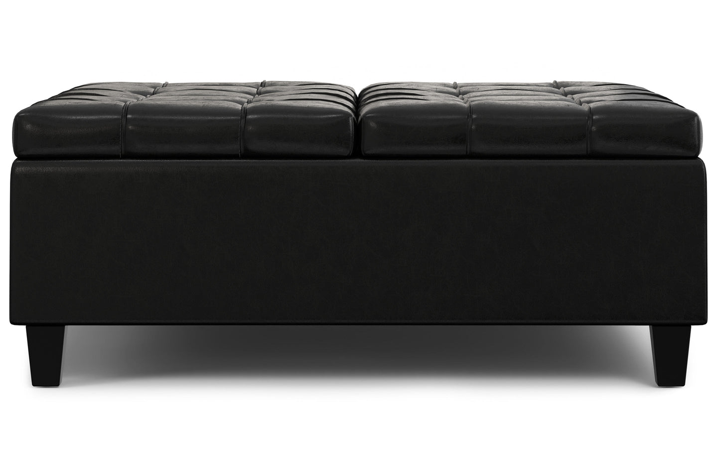 Midnight Black Vegan Leather| Harrison Large Square Coffee Table Storage Ottoman