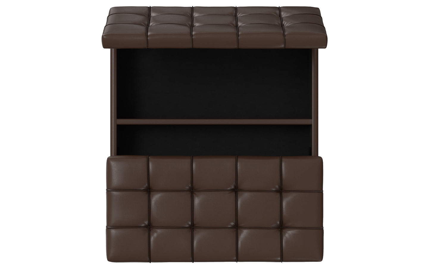 Chocolate Brown Vegan Leather| Harrison Large Square Coffee Table Storage Ottoman