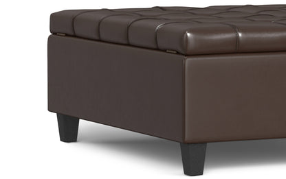 Chocolate Brown Vegan Leather| Harrison Large Square Coffee Table Storage Ottoman