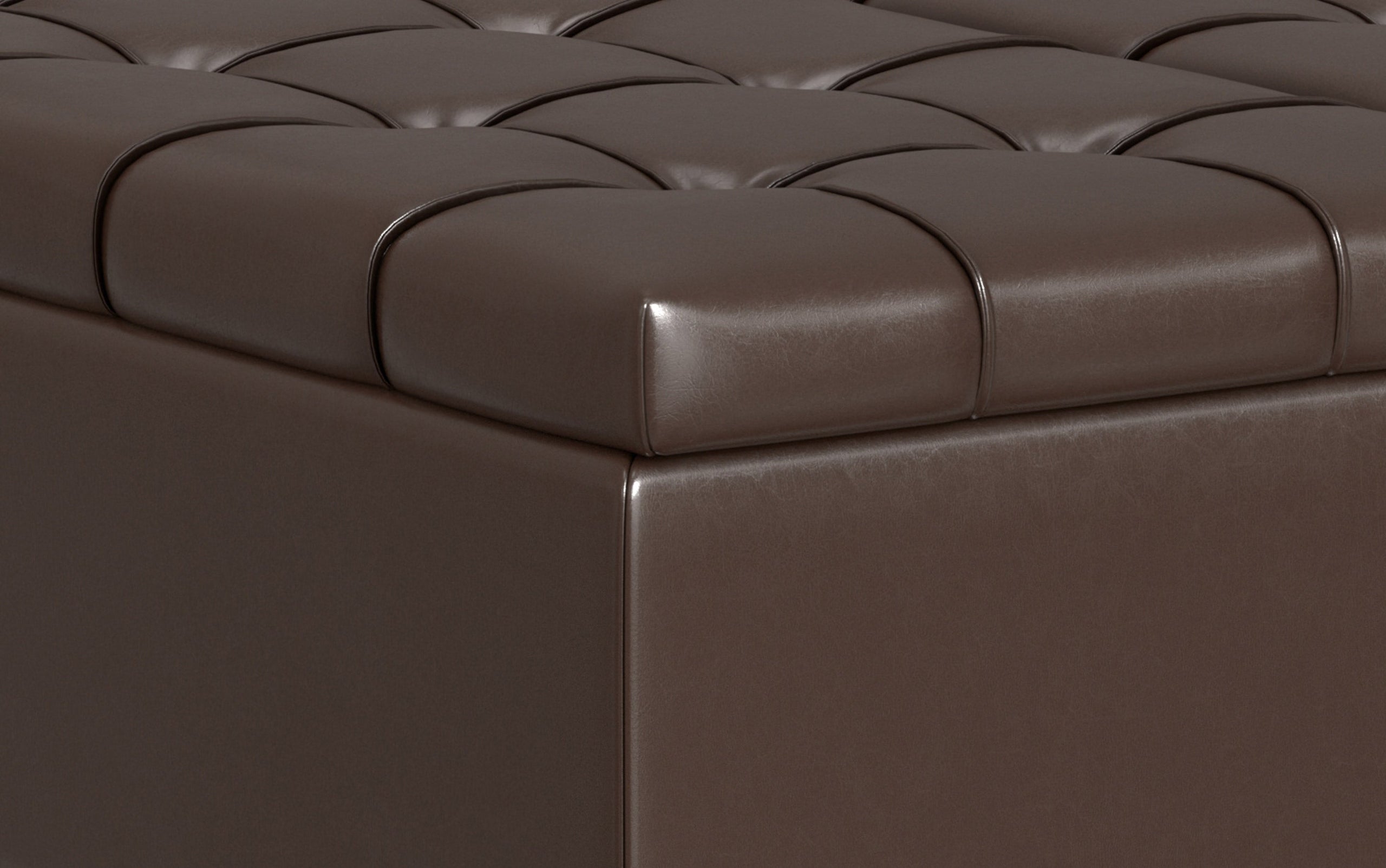 Chocolate Brown Vegan Leather| Harrison Large Square Coffee Table Storage Ottoman