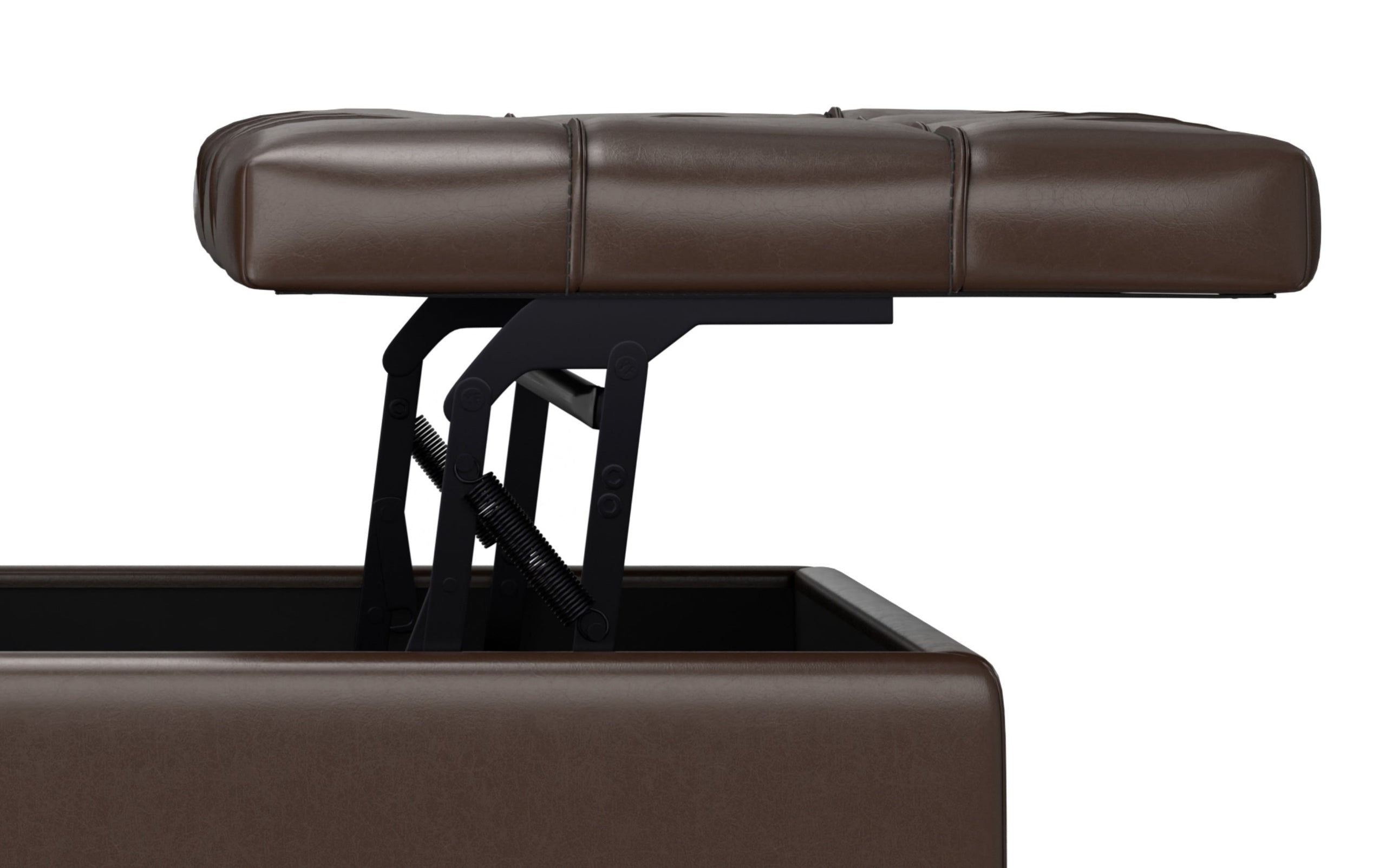 Chocolate Brown Vegan Leather| Harrison Large Square Coffee Table Storage Ottoman