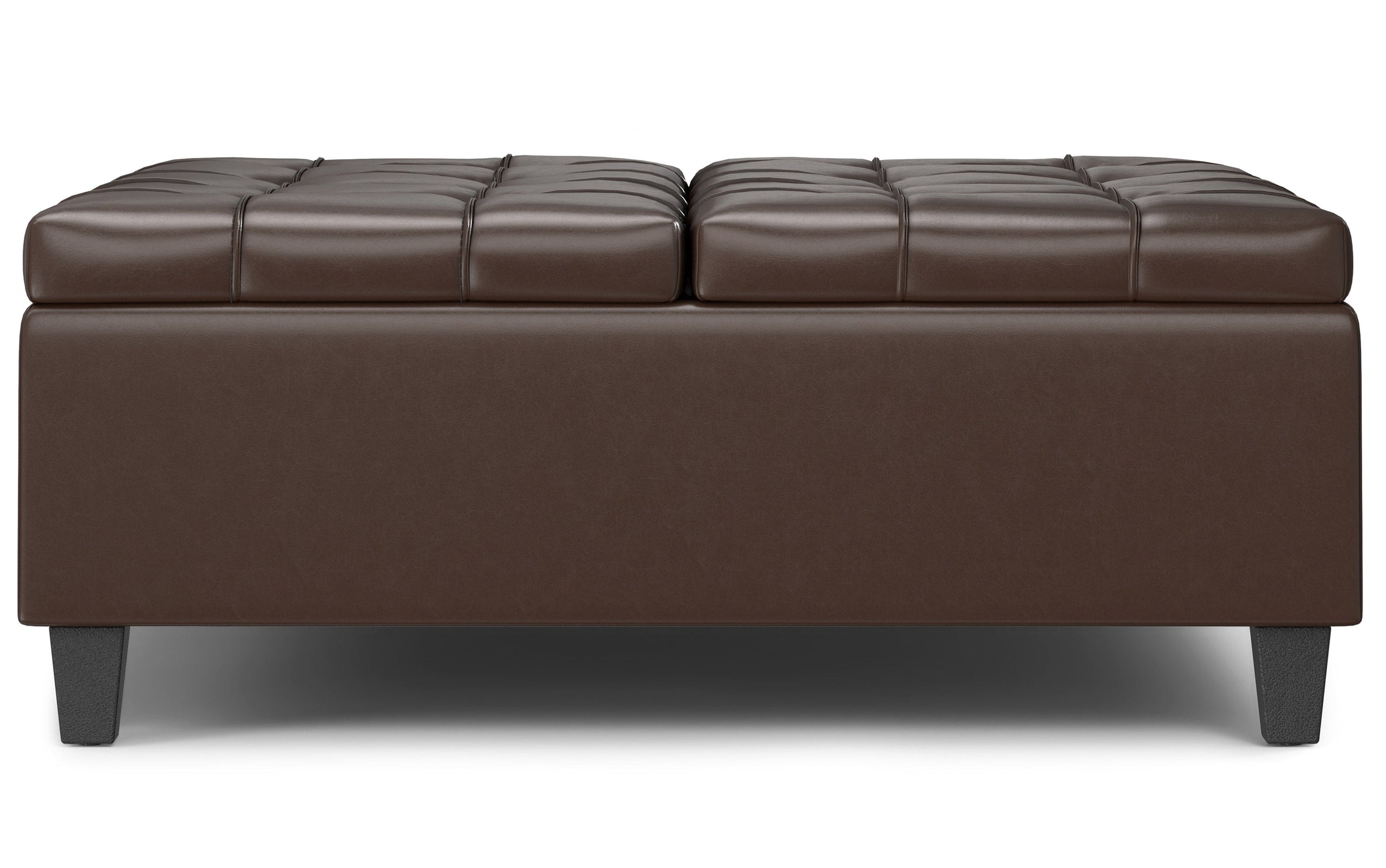 Chocolate Brown Vegan Leather| Harrison Large Square Coffee Table Storage Ottoman