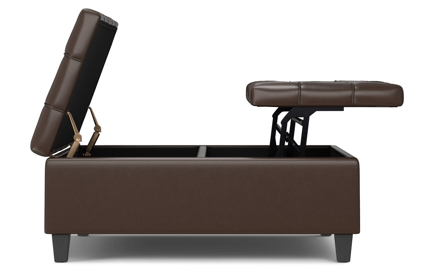 Chocolate Brown Vegan Leather| Harrison Large Square Coffee Table Storage Ottoman