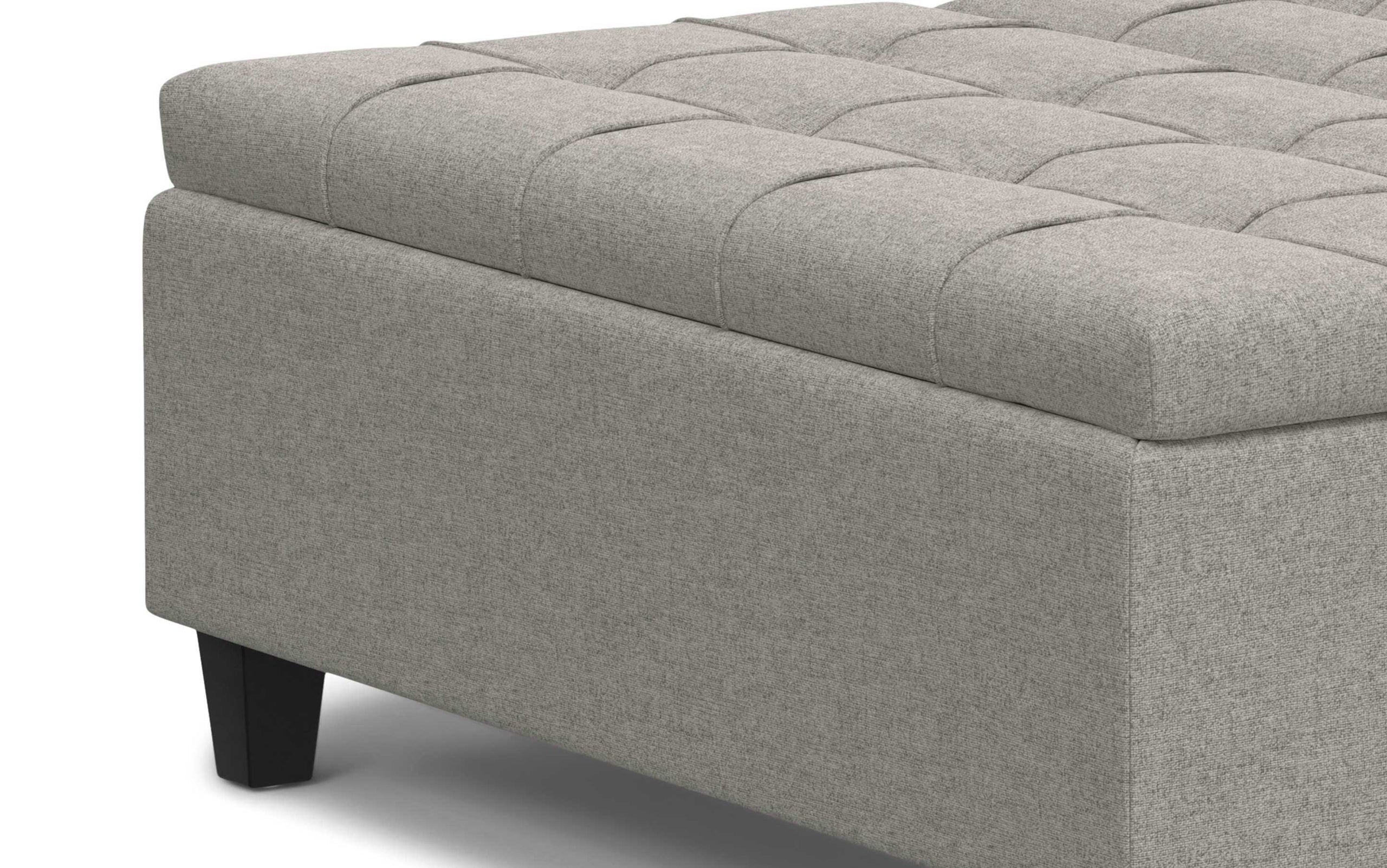 Cloud Grey Linen Style Fabric | Harrison Large Square Coffee Table Storage Ottoman in Linen