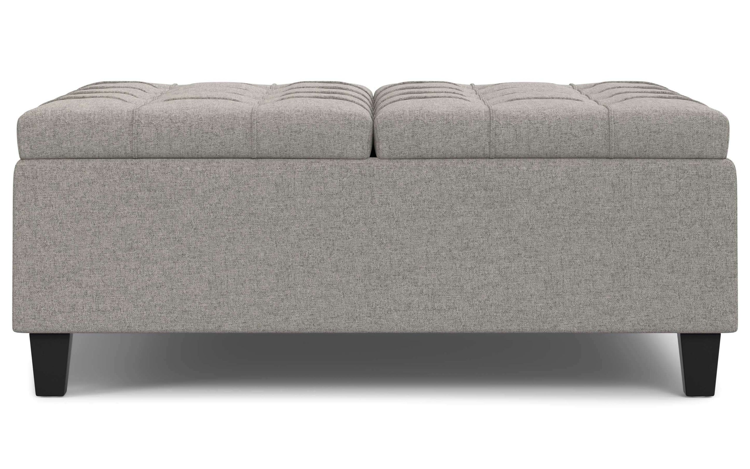 Cloud Grey Linen Style Fabric | Harrison Large Square Coffee Table Storage Ottoman in Linen