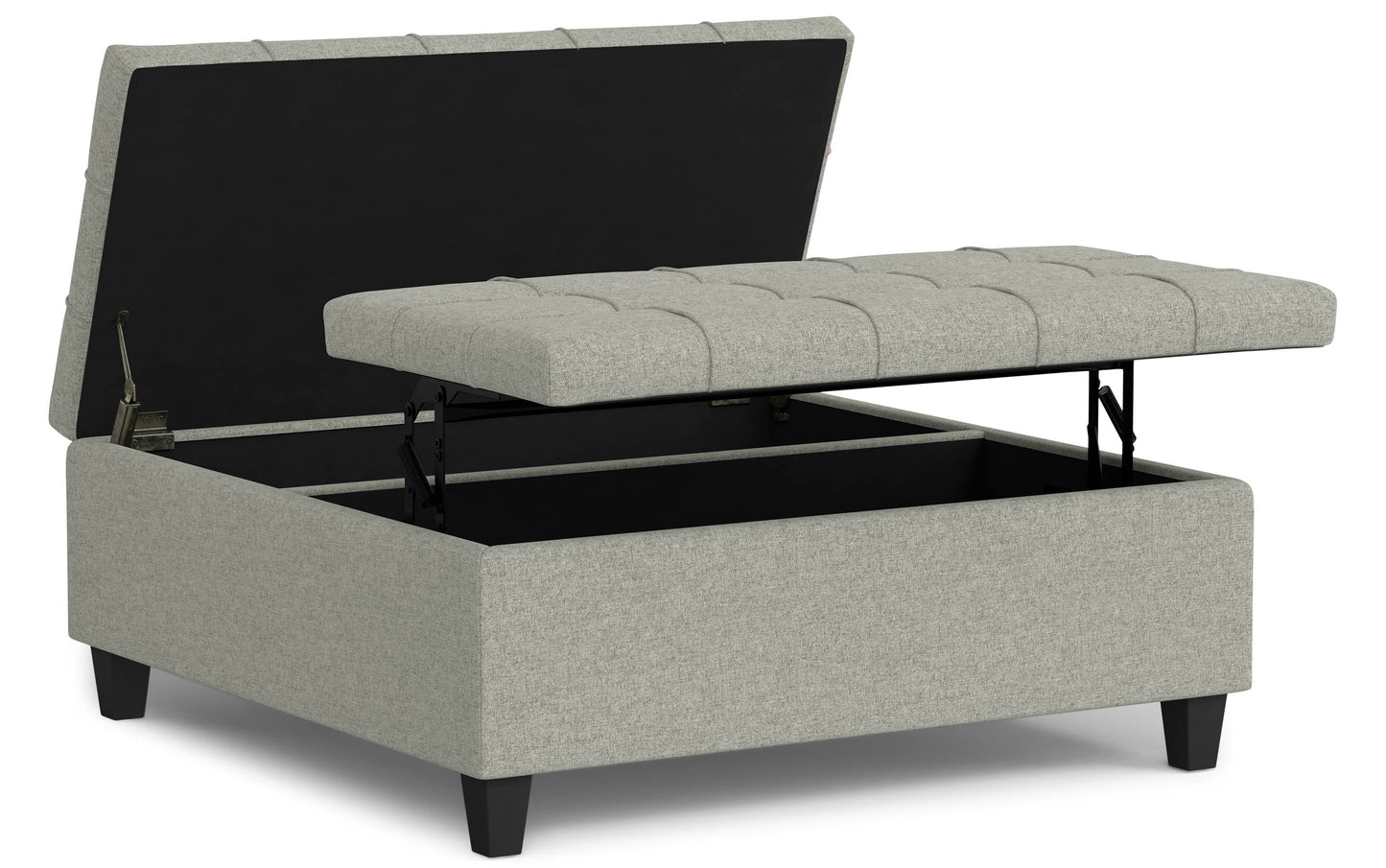 Cloud Grey Linen Style Fabric | Harrison Large Square Coffee Table Storage Ottoman in Linen