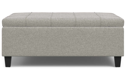 Cloud Grey Linen Style Fabric | Harrison Large Square Coffee Table Storage Ottoman in Linen