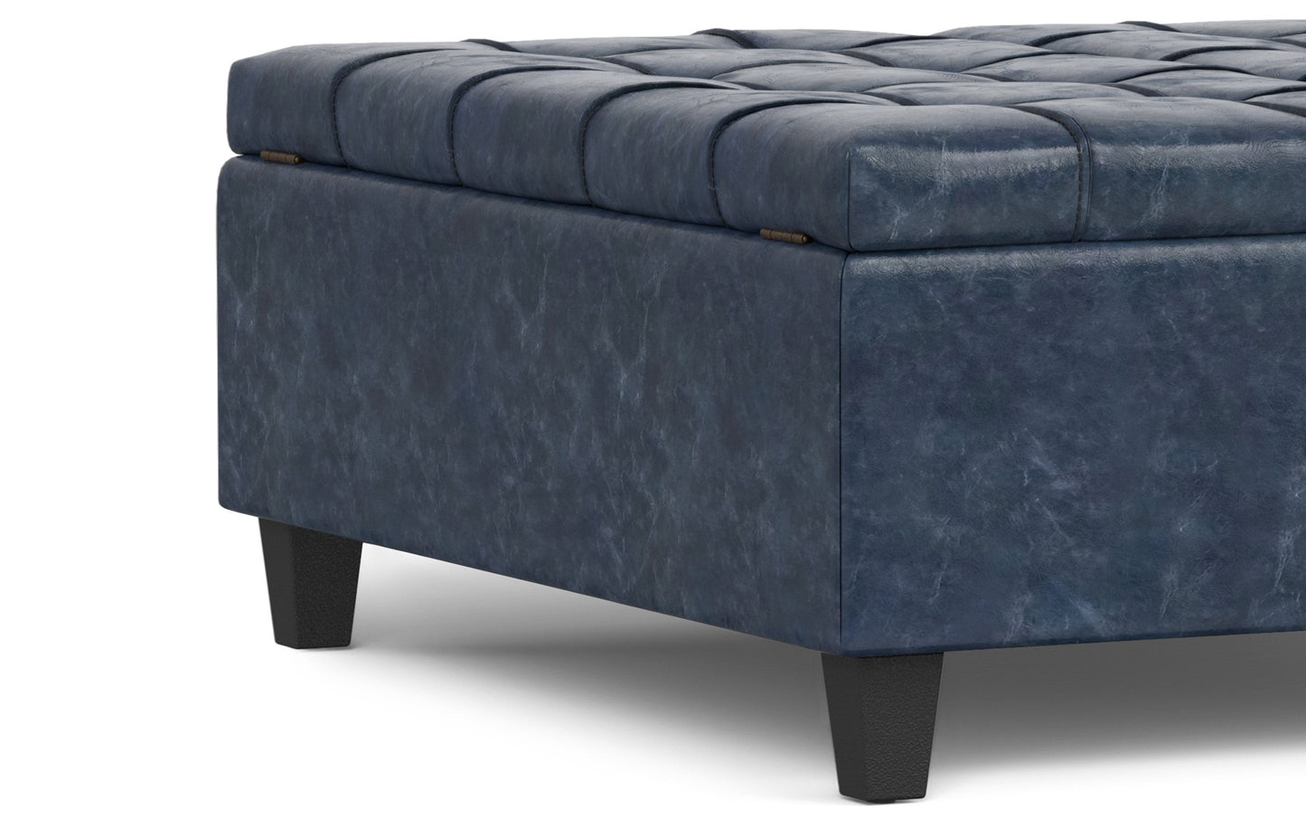 Denim Blue Vegan Leather| Harrison Large Square Coffee Table Storage Ottoman