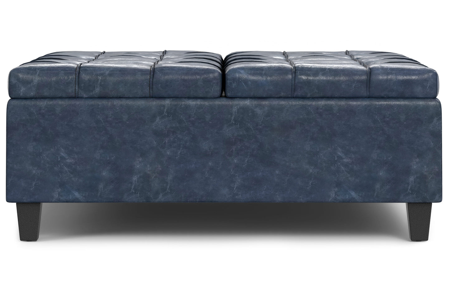 Denim Blue Vegan Leather| Harrison Large Square Coffee Table Storage Ottoman