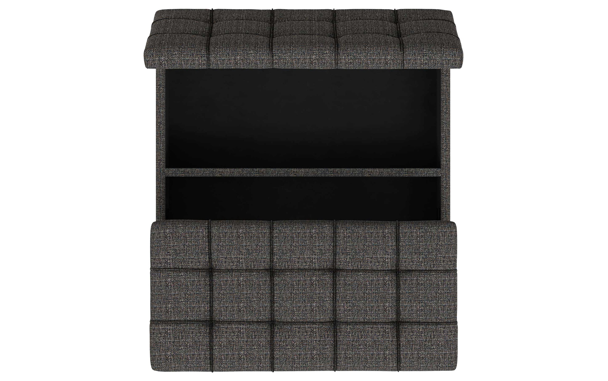 Ebony Tweed Style Fabric | Harrison Large Square Coffee Table Storage Ottoman in Linen