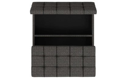 Ebony Tweed Style Fabric | Harrison Large Square Coffee Table Storage Ottoman in Linen