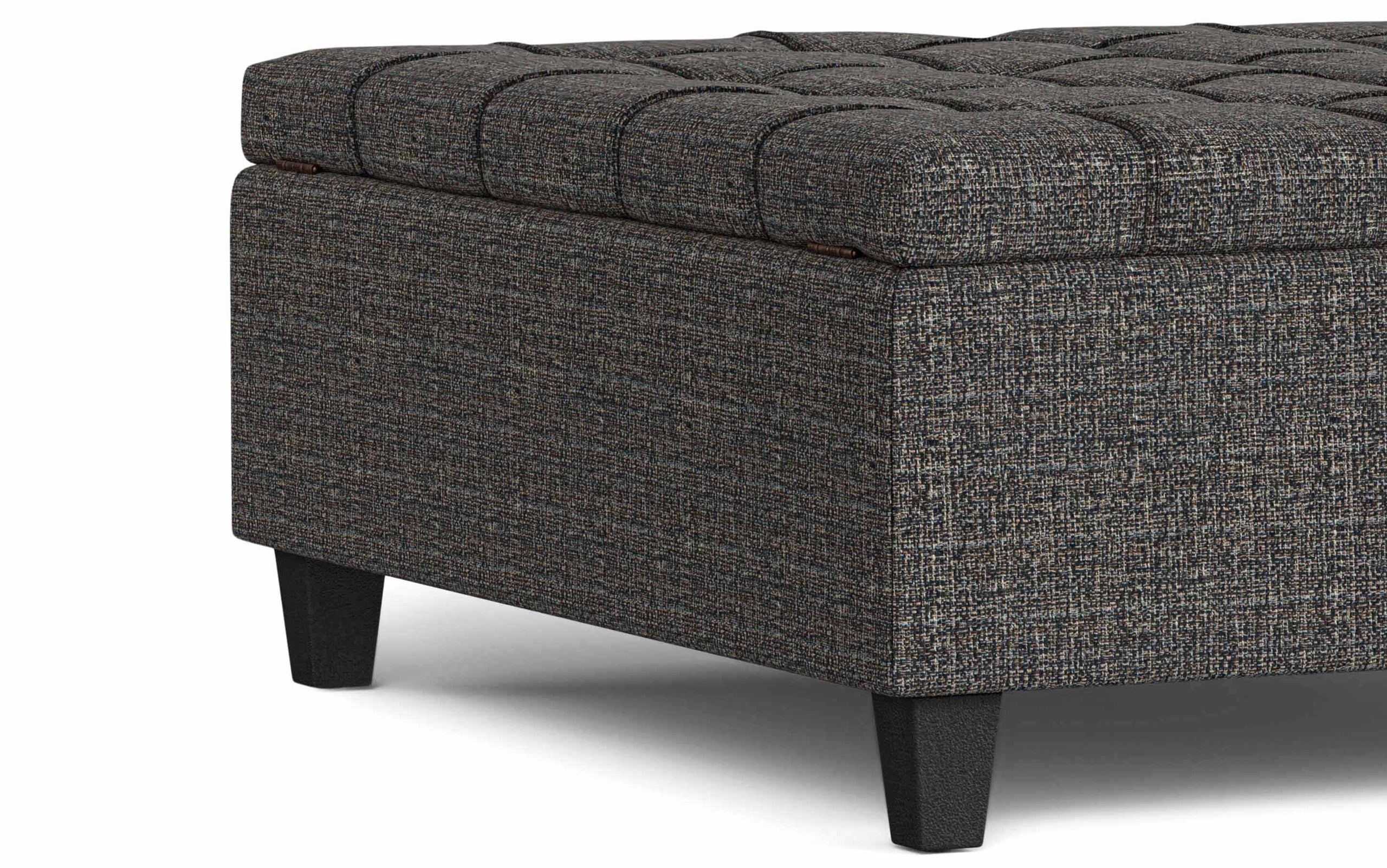 Ebony Tweed Style Fabric | Harrison Large Square Coffee Table Storage Ottoman in Linen