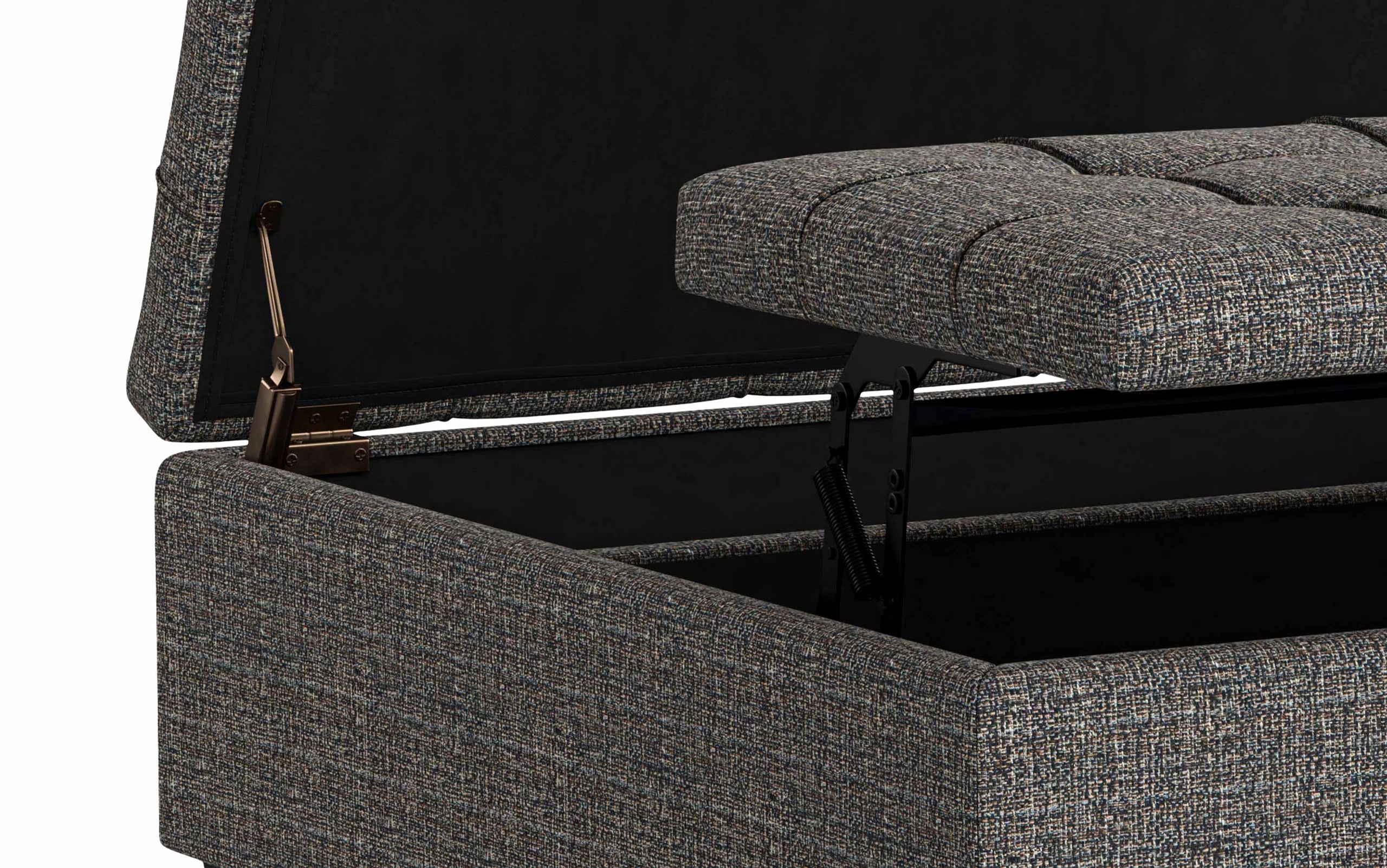 Ebony Tweed Style Fabric | Harrison Large Square Coffee Table Storage Ottoman in Linen