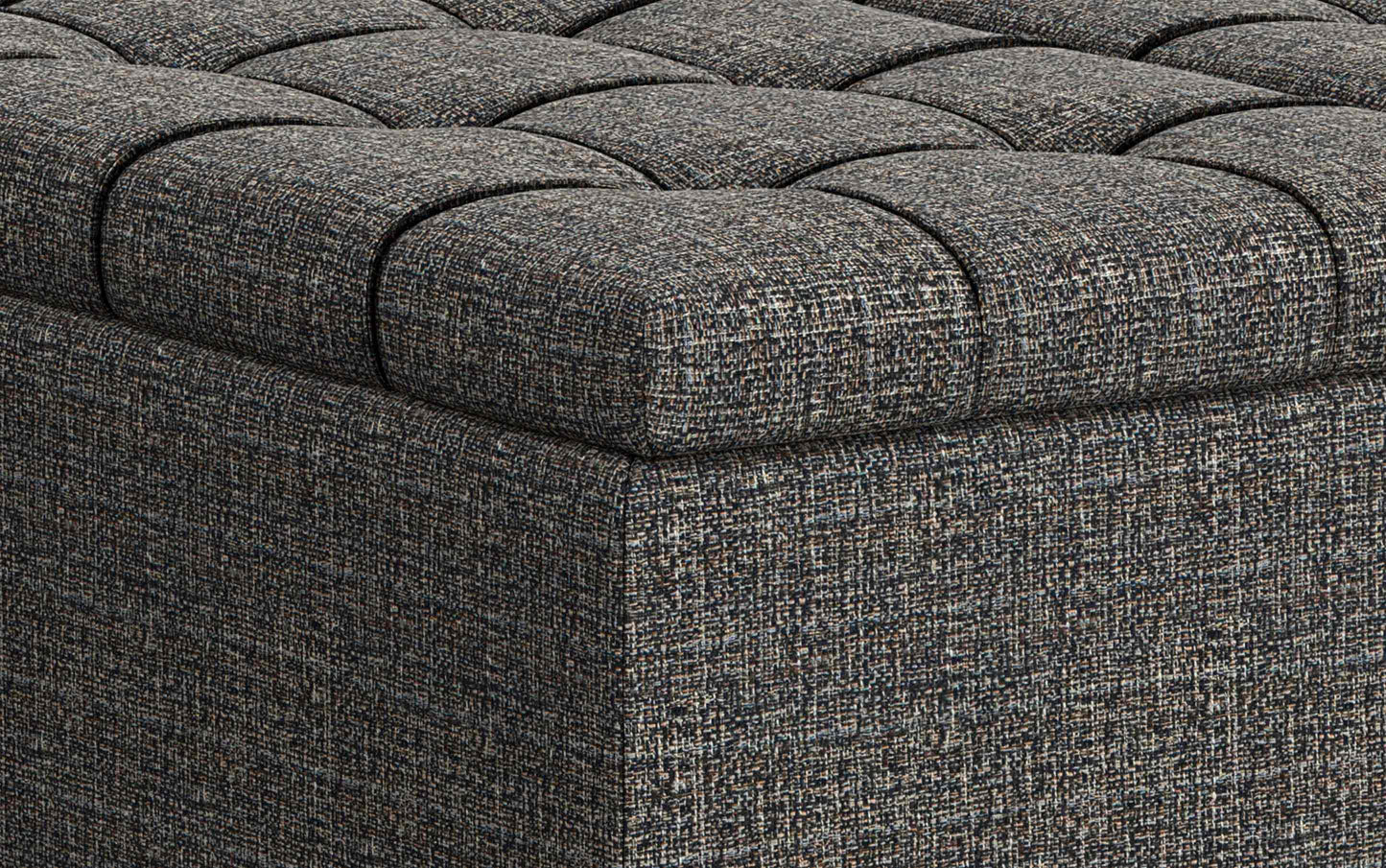 Ebony Tweed Style Fabric | Harrison Large Square Coffee Table Storage Ottoman in Linen