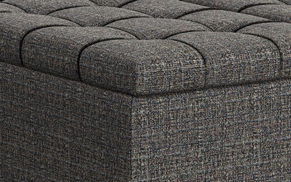 Ebony Tweed Style Fabric | Harrison Large Square Coffee Table Storage Ottoman in Linen