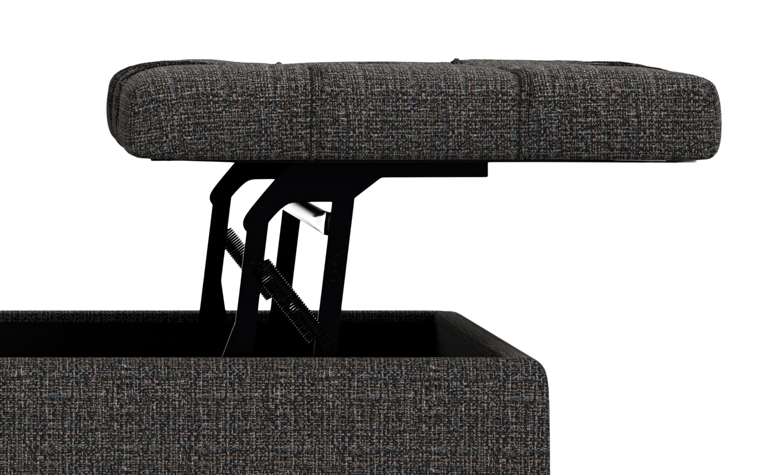 Ebony Tweed Style Fabric | Harrison Large Square Coffee Table Storage Ottoman in Linen