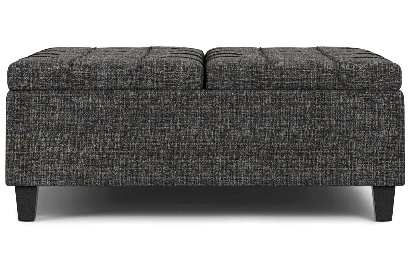 Ebony Tweed Style Fabric | Harrison Large Square Coffee Table Storage Ottoman in Linen