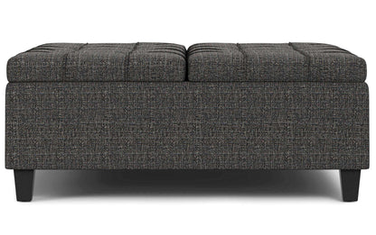 Ebony Tweed Style Fabric | Harrison Large Square Coffee Table Storage Ottoman in Linen