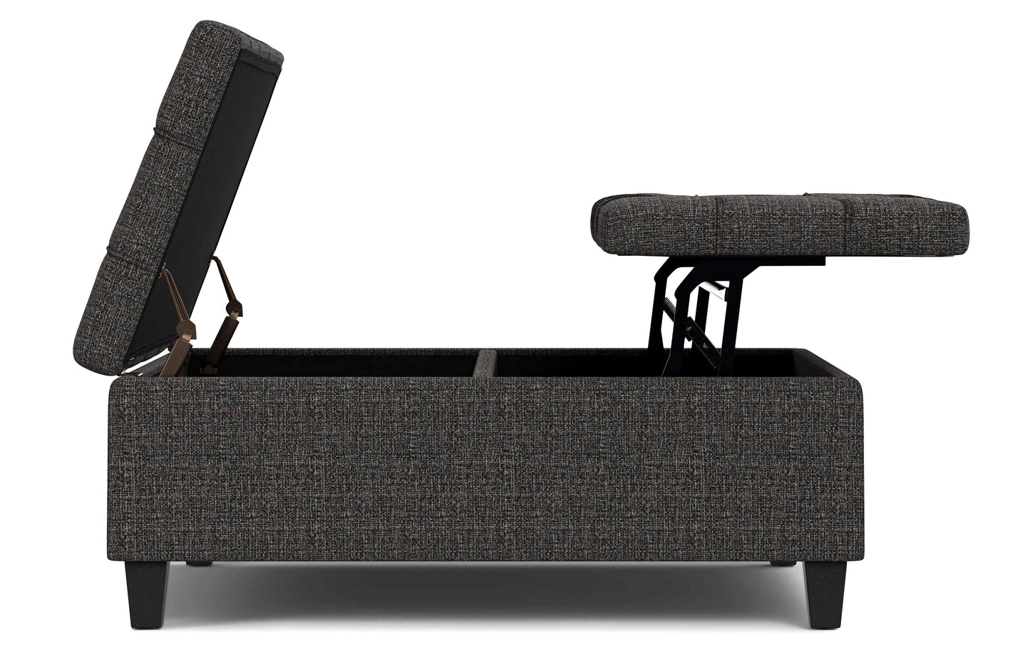 Ebony Tweed Style Fabric | Harrison Large Square Coffee Table Storage Ottoman in Linen