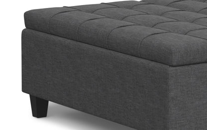 Slate Grey Linen Style Fabric | Harrison Large Square Coffee Table Storage Ottoman in Linen