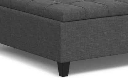 Slate Grey Linen Style Fabric | Harrison Large Square Coffee Table Storage Ottoman in Linen