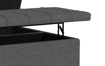 Slate Grey Linen Style Fabric | Harrison Large Square Coffee Table Storage Ottoman in Linen