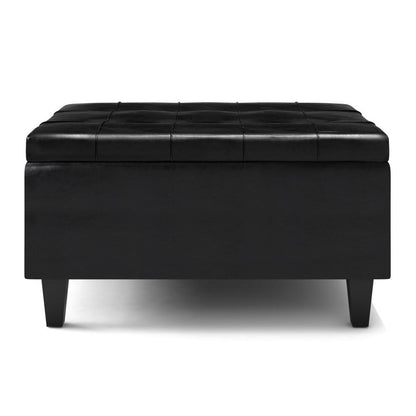 Midnight Black Vegan Leather | Harrison Small Coffee Table Storage Ottoman