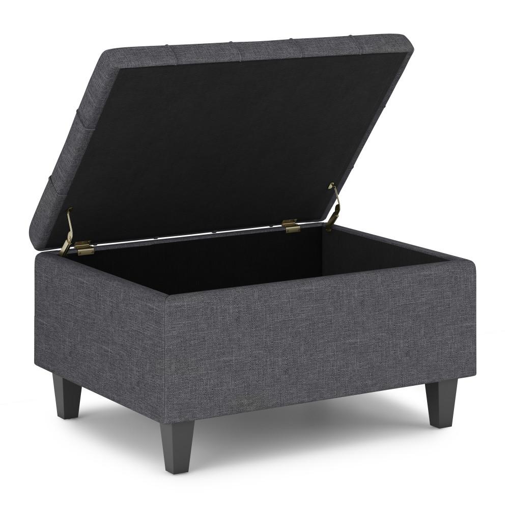 Slate Grey Linen Style Fabric | Harrison Small Coffee Table Storage Ottoman