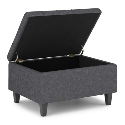 Slate Grey Linen Style Fabric | Harrison Small Coffee Table Storage Ottoman