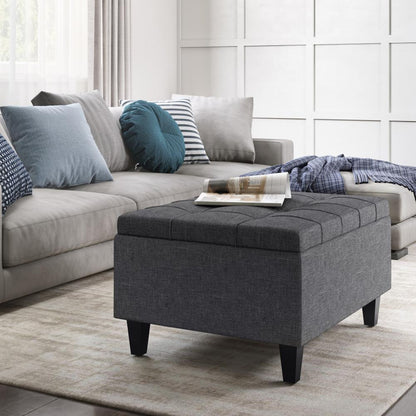 Slate Grey Linen Style Fabric | Harrison Small Coffee Table Storage Ottoman