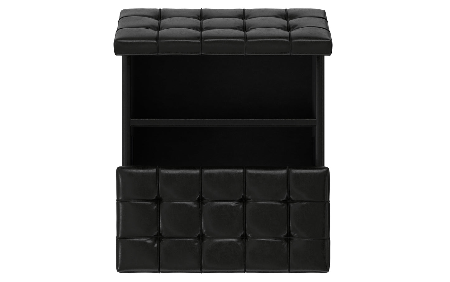 Midnight Black Vegan Leather | Harrison Small Square Coffee Table Storage Ottoman