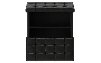 Midnight Black Vegan Leather | Harrison Small Square Coffee Table Storage Ottoman