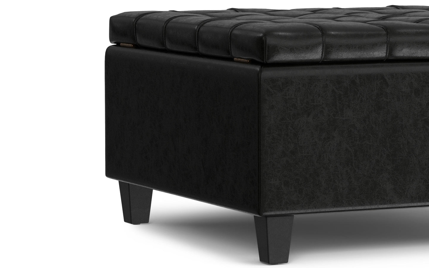 Midnight Black Vegan Leather | Harrison Small Square Coffee Table Storage Ottoman