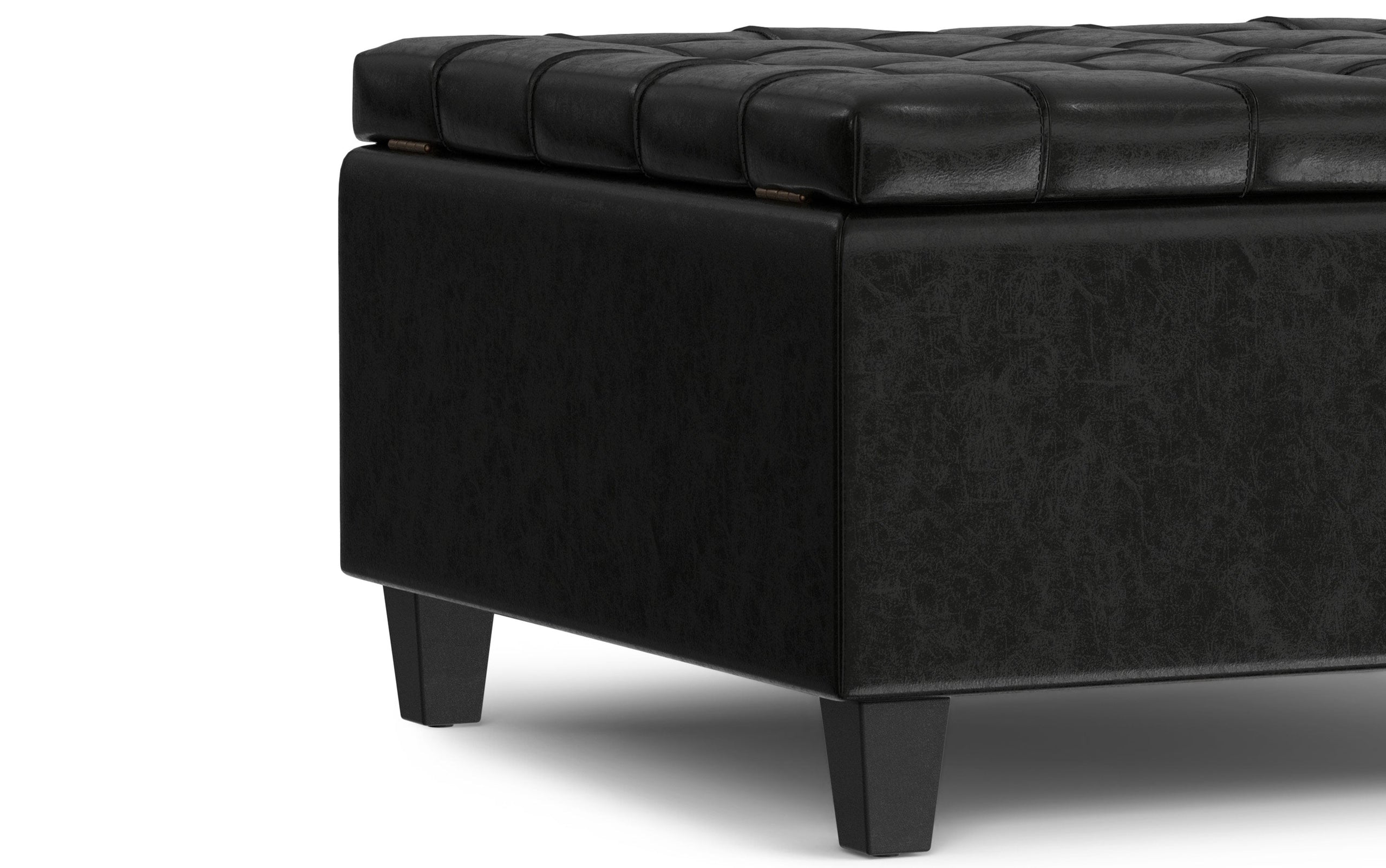 Midnight Black Vegan Leather | Harrison Small Square Coffee Table Storage Ottoman