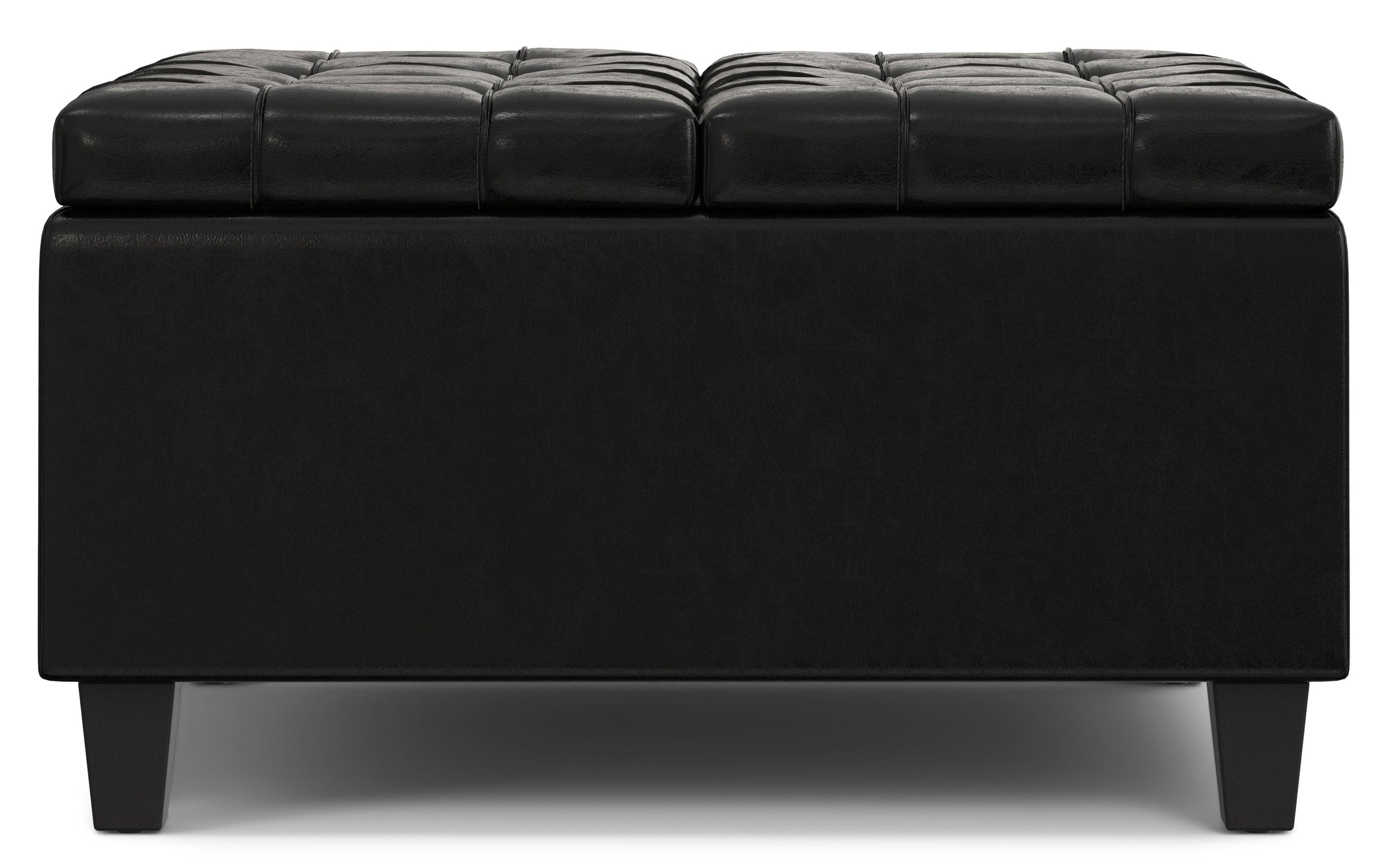 Midnight Black Vegan Leather | Harrison Small Square Coffee Table Storage Ottoman