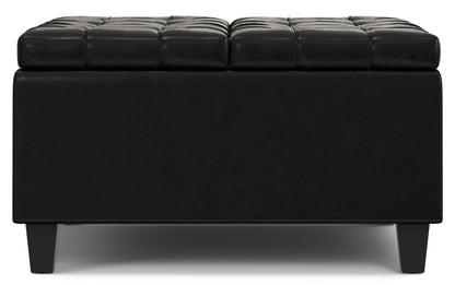 Midnight Black Vegan Leather | Harrison Small Square Coffee Table Storage Ottoman