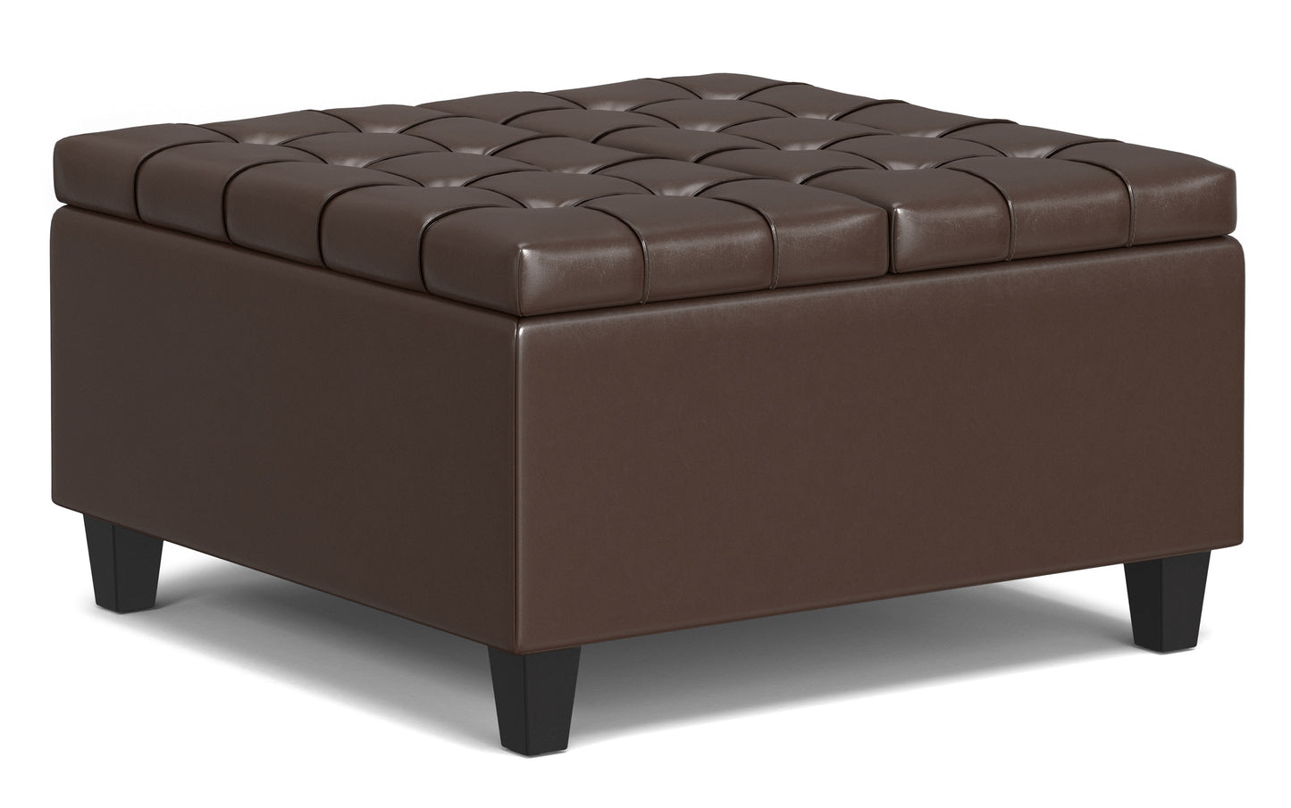 Chocolate Brown Vegan Leather | Harrison Small Square Coffee Table Storage Ottoman