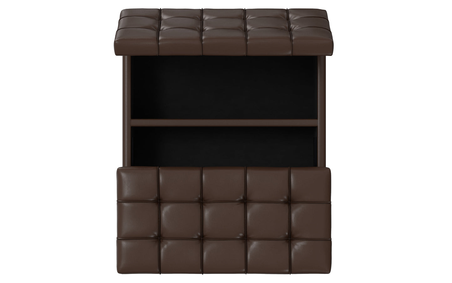 Chocolate Brown Vegan Leather | Harrison Small Square Coffee Table Storage Ottoman