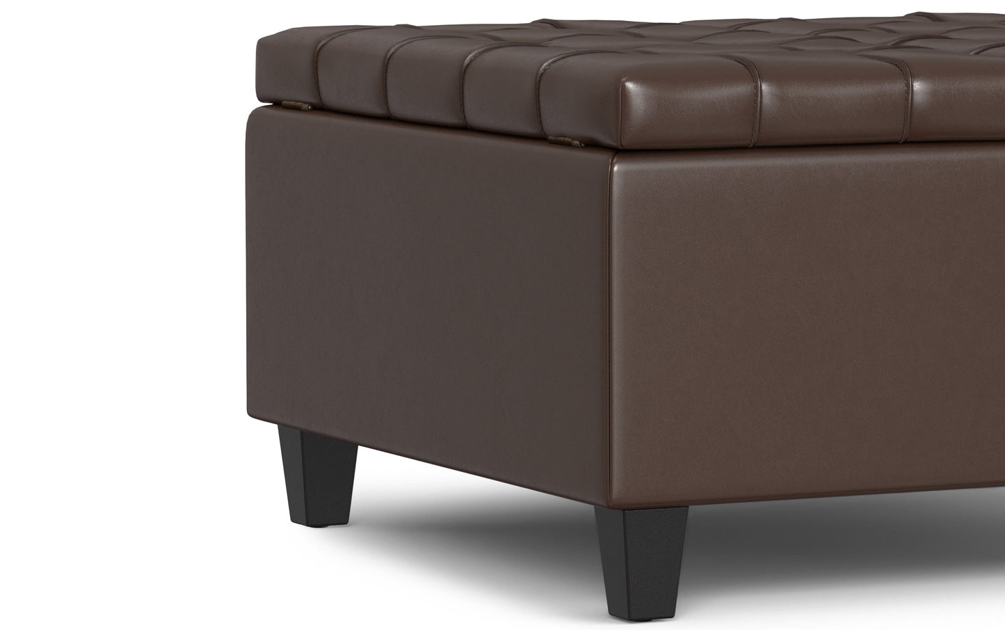 Chocolate Brown Vegan Leather | Harrison Small Square Coffee Table Storage Ottoman