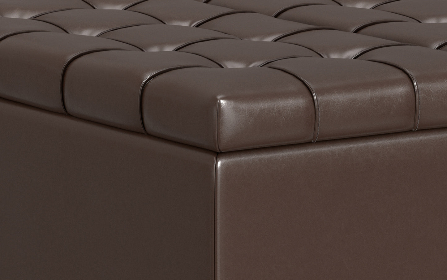 Chocolate Brown Vegan Leather | Harrison Small Square Coffee Table Storage Ottoman